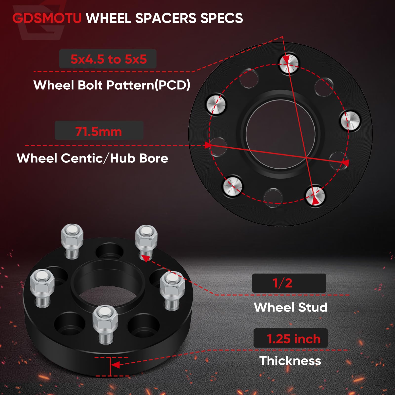 Amazon.com: GDSMOTU 5x4.5 to 5x5 Wheel Spacers for Ford for